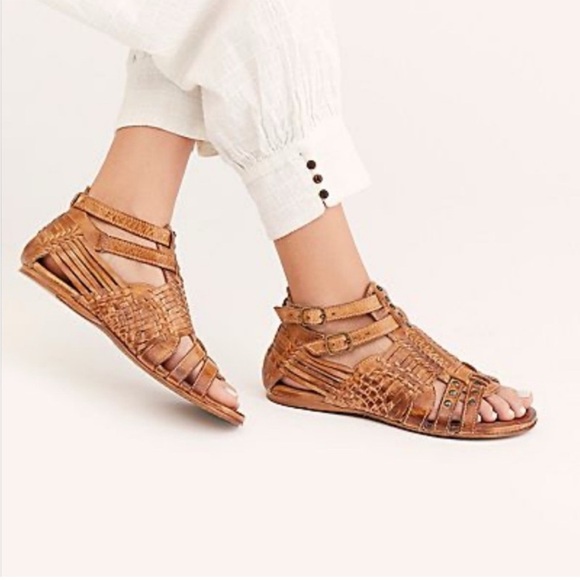 Bed Stu Claire Woven Brown Leather Huarache Strappy Boho Sandals size 7 - Picture 1 of 10